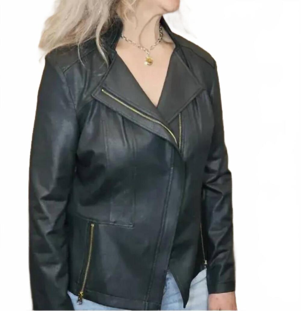 NEW CLARA SUNWOO liquid leather jacket in hunter green